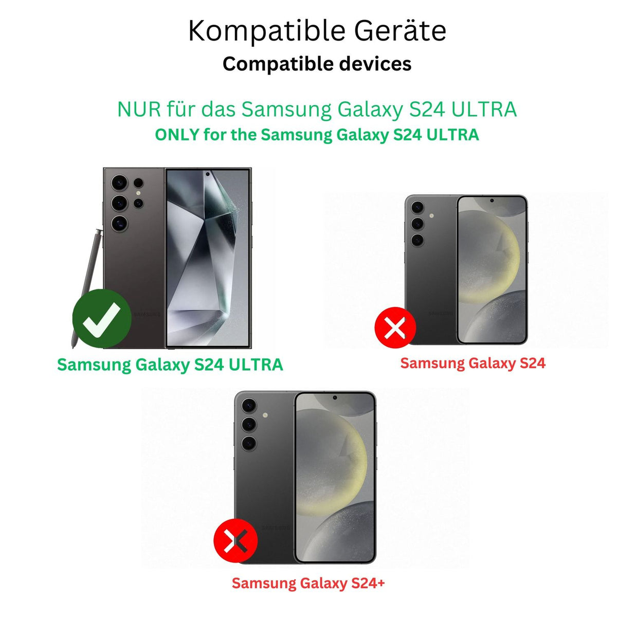 dipos Displayschutz für Samsung Galaxy S24 Ultra (Case Friendly), transparente Oberfläche, geringe Dicke und perfekte Passform