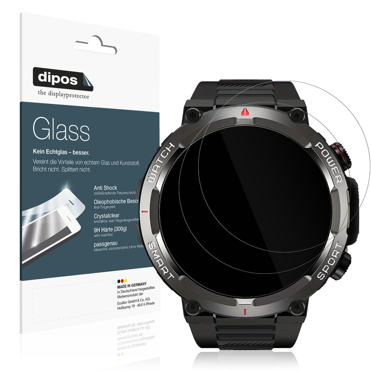 2x 9H Schutzfolie für IOWODO W50 1.39 Zoll Smartwatch Panzerfolie