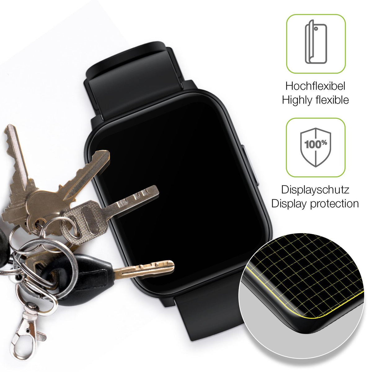 2x Full Cover Schutzfolie matt für Realme Watch S100