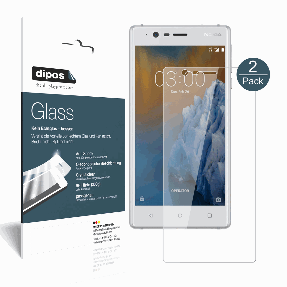 2x 9H Schutzfolie für Nokia 3 Panzerfolie