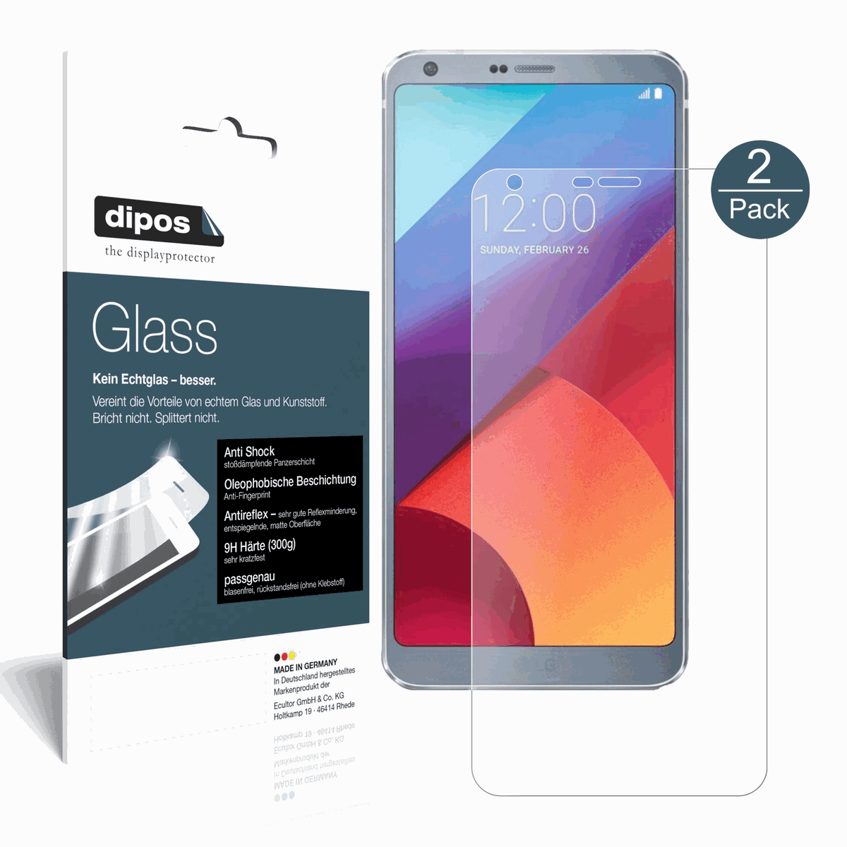 2x 9H Schutzfolie matt für LG G6 Panzerfolie