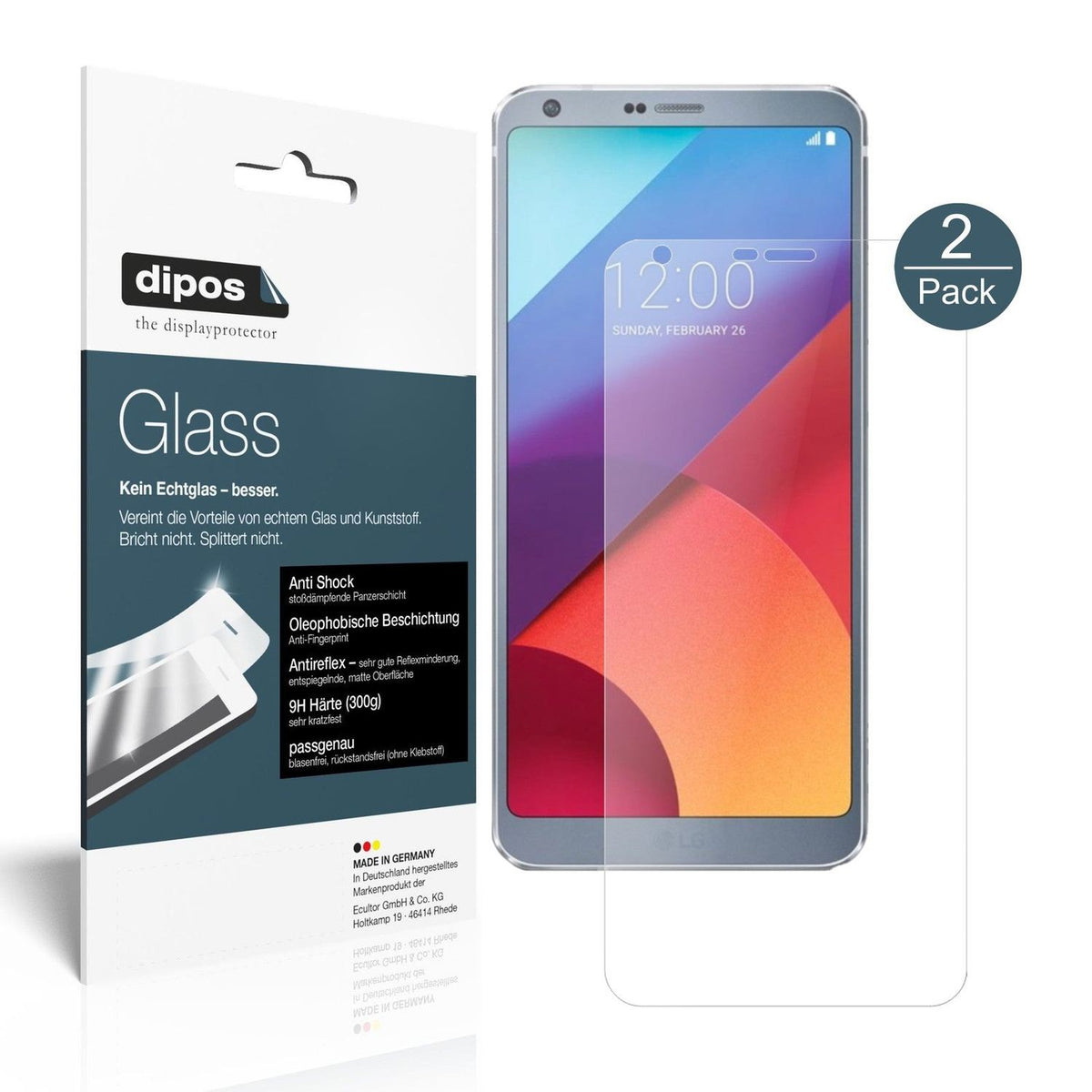 2x 9H Schutzfolie matt für LG G6 Plus Panzerfolie