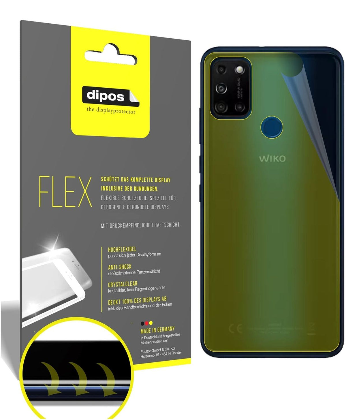 2x 3D Full Cover Schutzfolie für Wiko View5 Rückseite