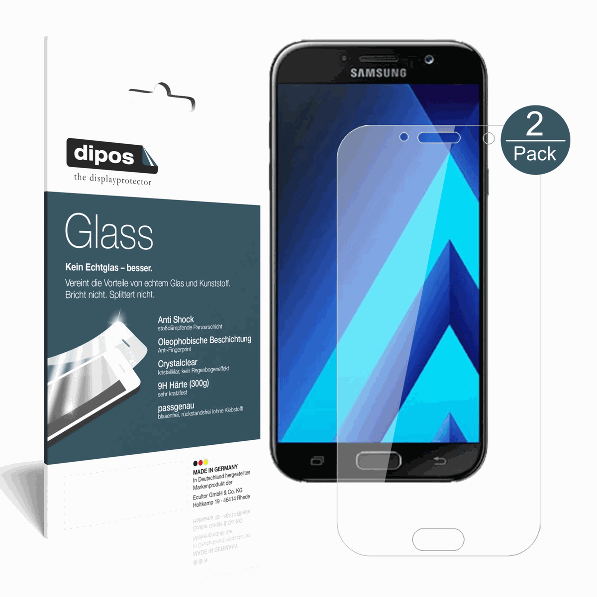 2x 9H Schutzfolie für Samsung Galaxy A7 (2017) Panzerfolie