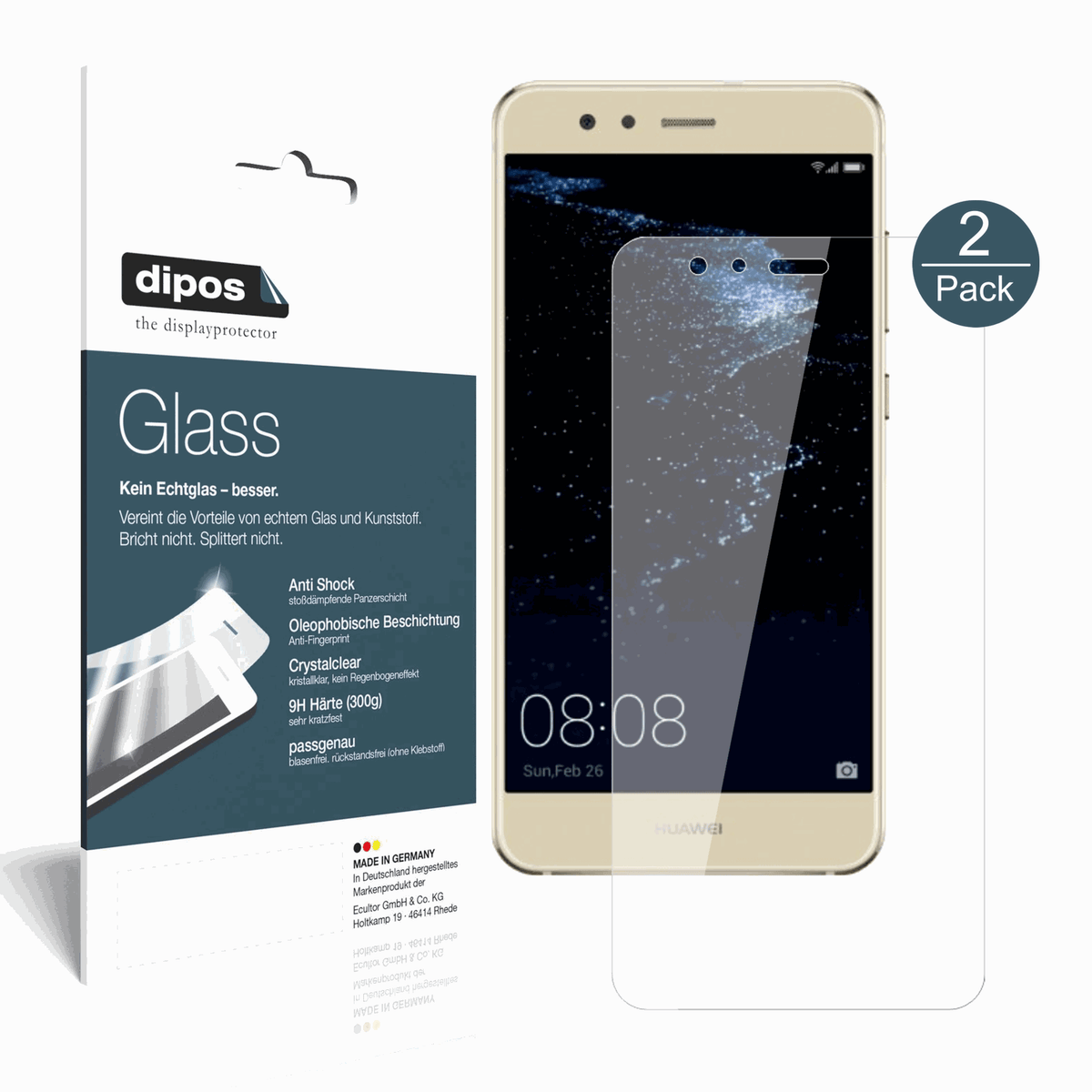 2x 9H Schutzfolie für Huawei P10 Lite Panzerfolie