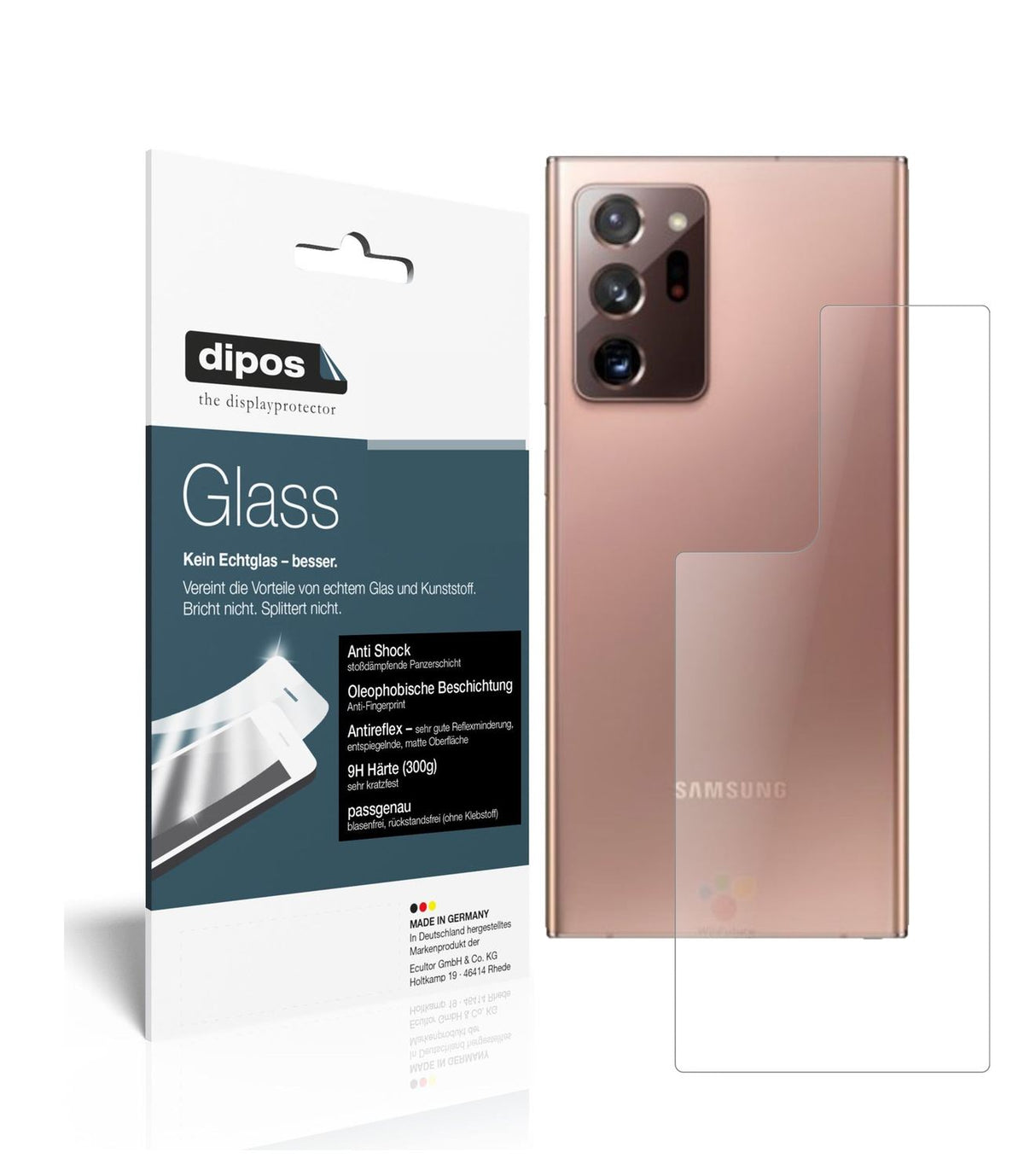 1x 9H Schutzfolie matt für Samsung Galaxy Note 20 Ultra Rückseite Panzerfolie