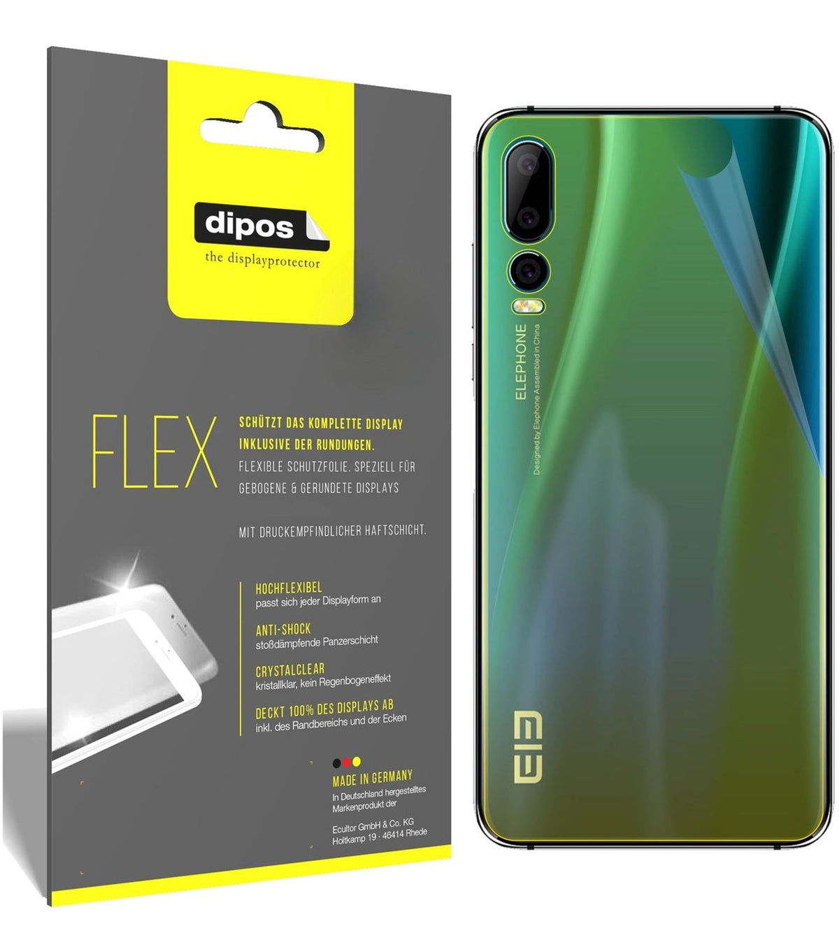 2x 3D Full Cover Schutzfolie für Elephone A5 Rückseite