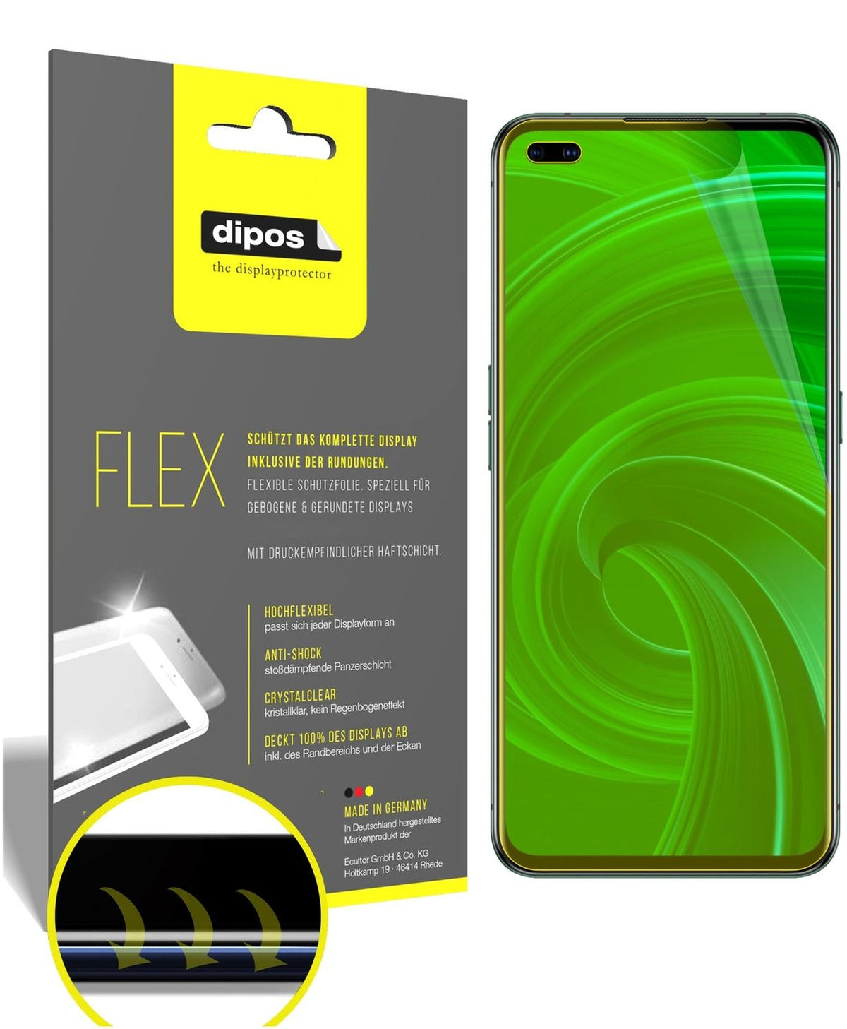 2x 3D Full Cover Schutzfolie für Oppo Realme X50