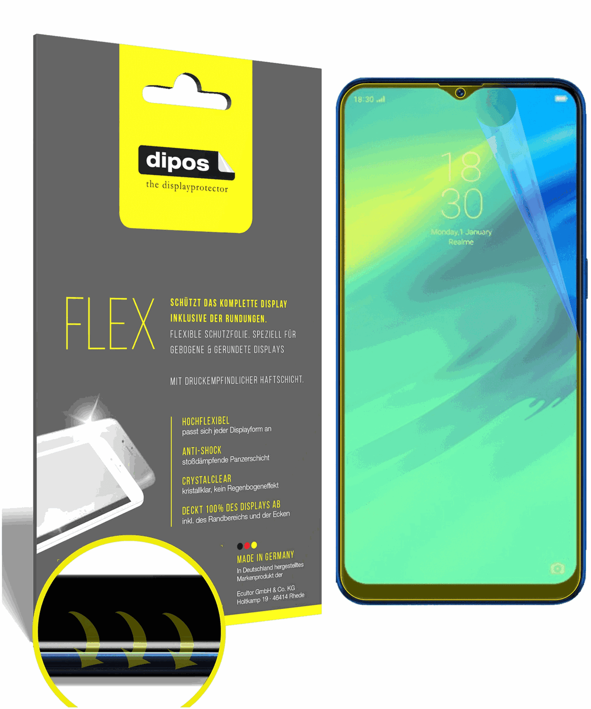 3x 3D Full Cover Schutzfolie für Oppo Realme C2