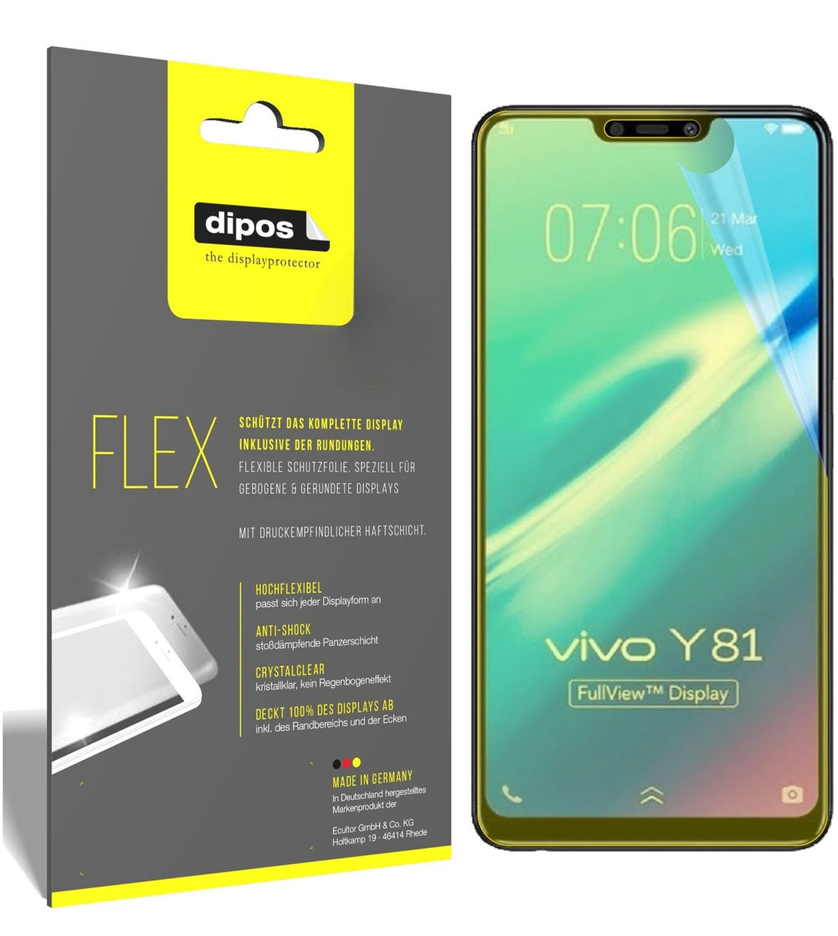 2x 3D Full Cover Schutzfolie für Vivo Y81