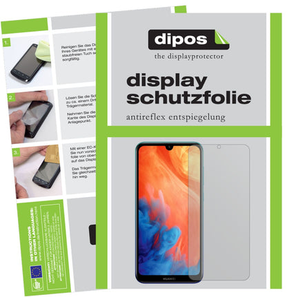 HuaweiY7 Prime (2019) mit aufgebrachter dipos Displayschutzfolie, die lästige Fingerabdrücke minimiert