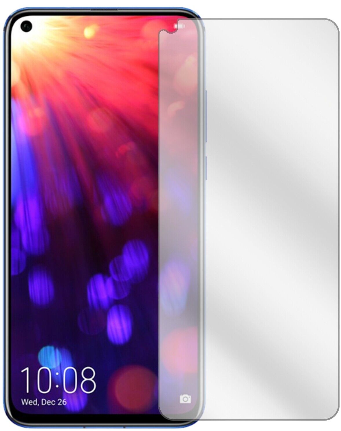 Klare Displayschutzfolie von dipos passend für Honor V20, präziser Zuschnitt und blasenfrei montiert