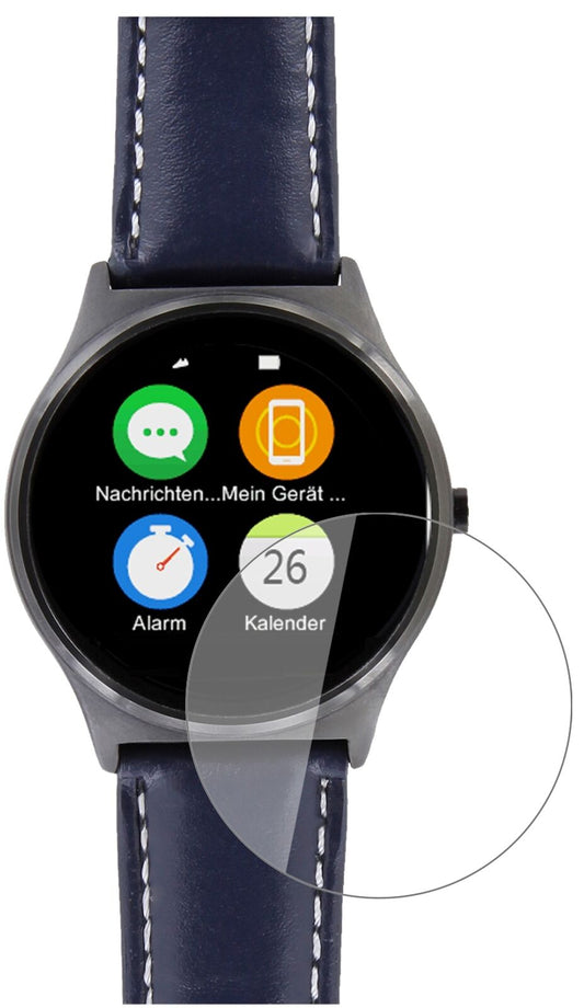 Klare Displayschutzfolie von dipos passend für Uhr 21.5 mm Durchmesser, 9H kratzfest und blasenfrei montiert