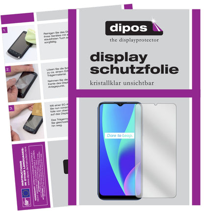 Klare Displayschutzfolie von dipos passend für Oppo Realme C15, präziser Zuschnitt und blasenfrei montiert