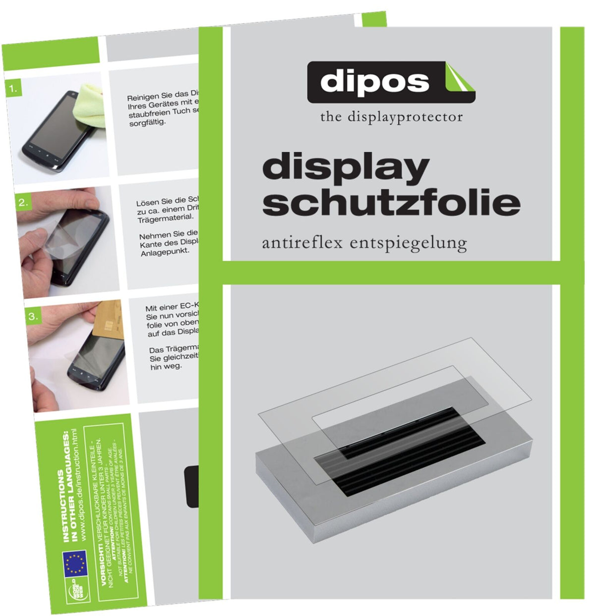 JuraA5 Tropfblech mit aufgebrachter dipos Displayschutzfolie, die lästige Fingerabdrücke minimiert