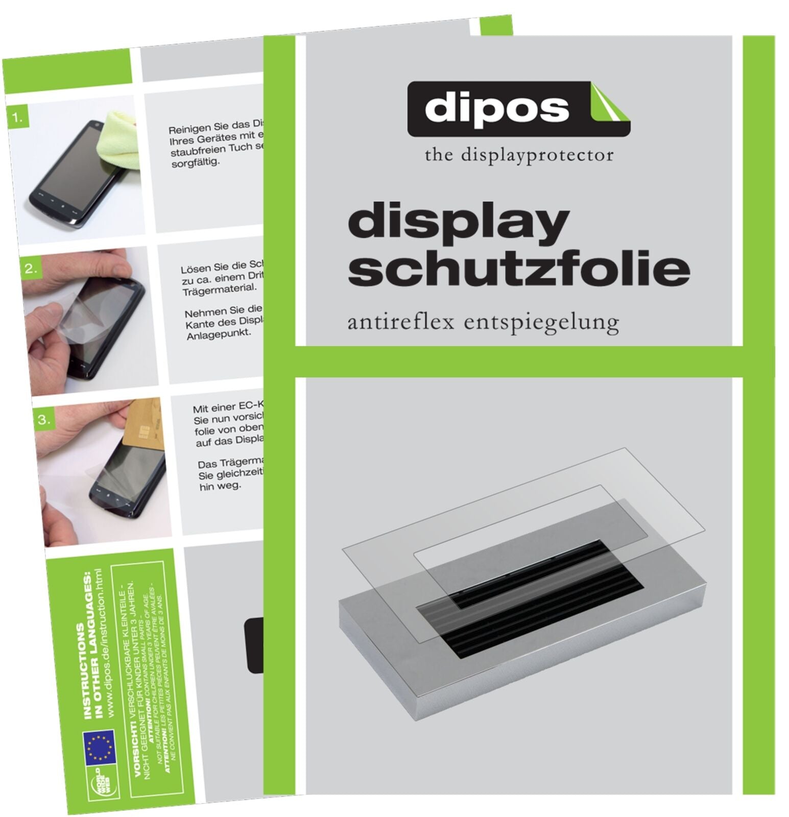 JuraA5 Tropfblech mit aufgebrachter dipos Displayschutzfolie, die lästige Fingerabdrücke minimiert