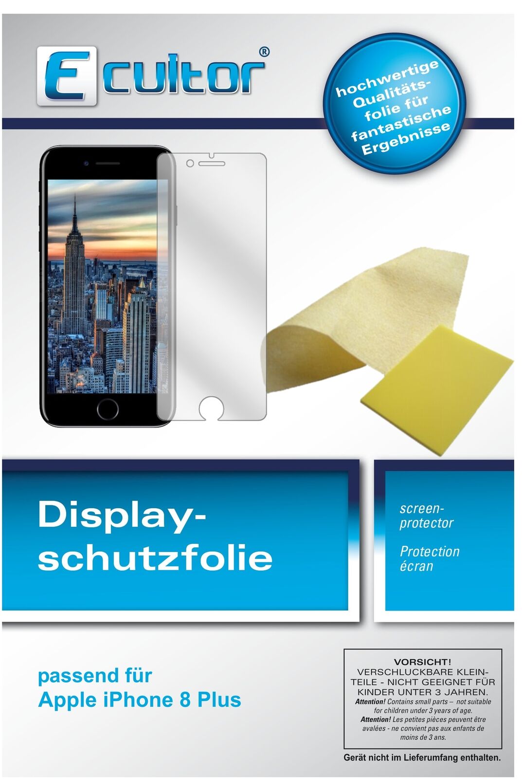 Dünne und klare Folie passend zugeschnitten für Apple iPhone 8 Plus