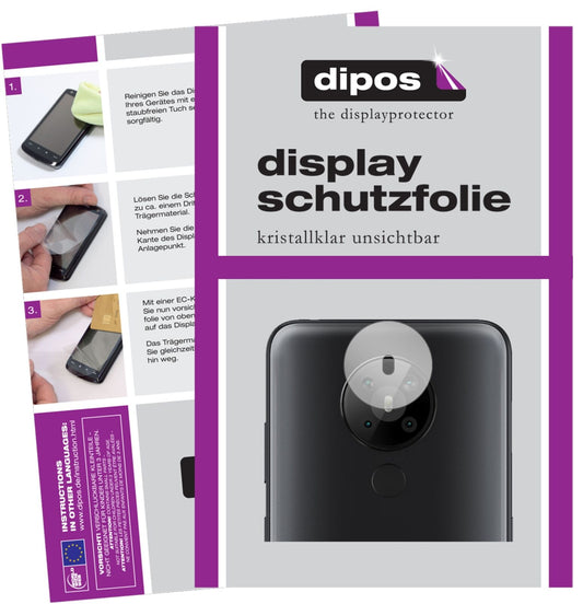 Klare Displayschutzfolie von dipos passend für Nokia 5.3 Kameralinse, präziser Zuschnitt und blasenfrei montiert