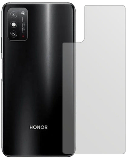HonorX10 Max Rückseite mit aufgebrachter dipos Displayschutzfolie, die lästige Fingerabdrücke minimiert