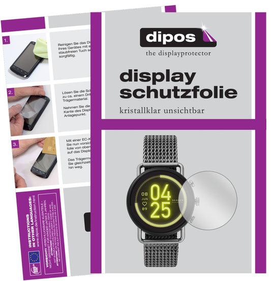 Klare Displayschutzfolie von dipos passend für Skagen Falster 3, präziser Zuschnitt und blasenfrei montiert