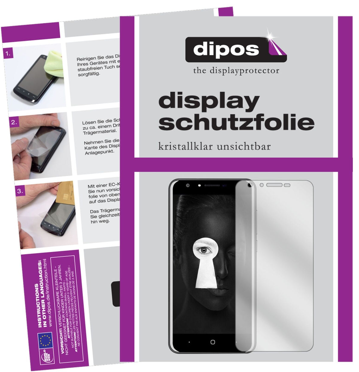 Klare Displayschutzfolie von dipos passend für Doogee Y6, präziser Zuschnitt und blasenfrei montiert