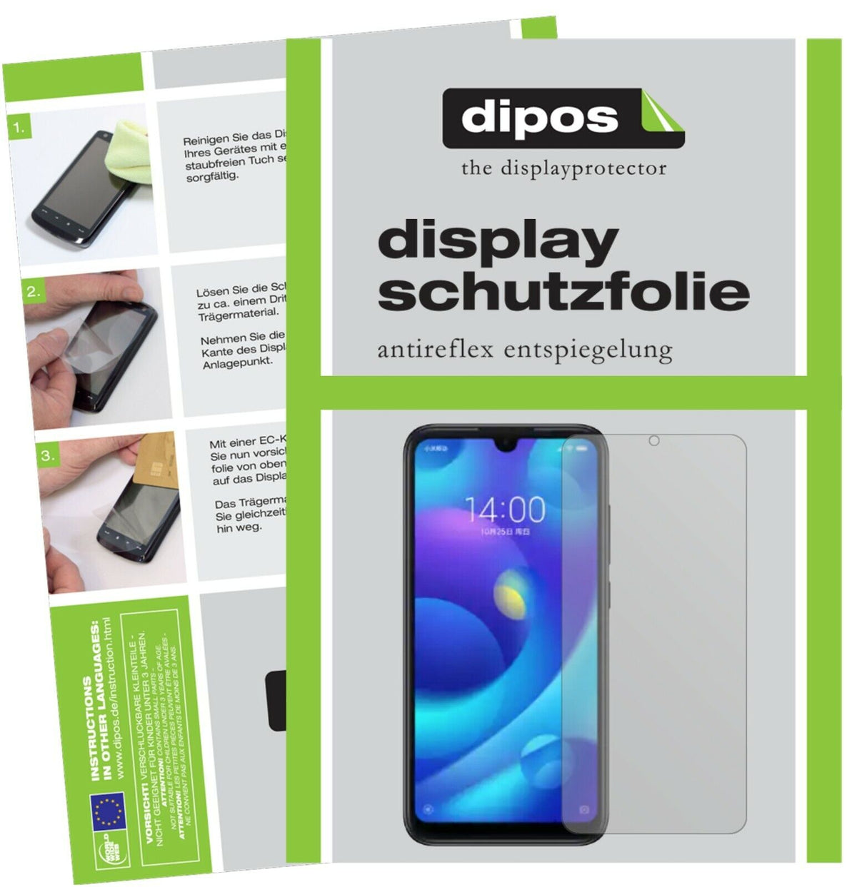 XiaomiMi Play mit aufgebrachter dipos Displayschutzfolie, die lästige Fingerabdrücke minimiert