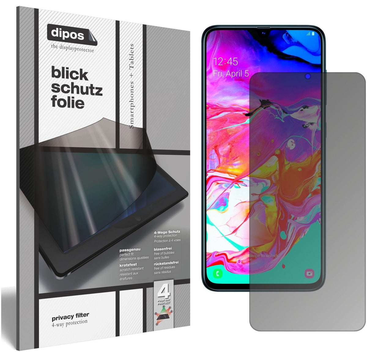 Blickschutzfolie für Samsung Galaxy A70 matt Schutzfolie Privacy