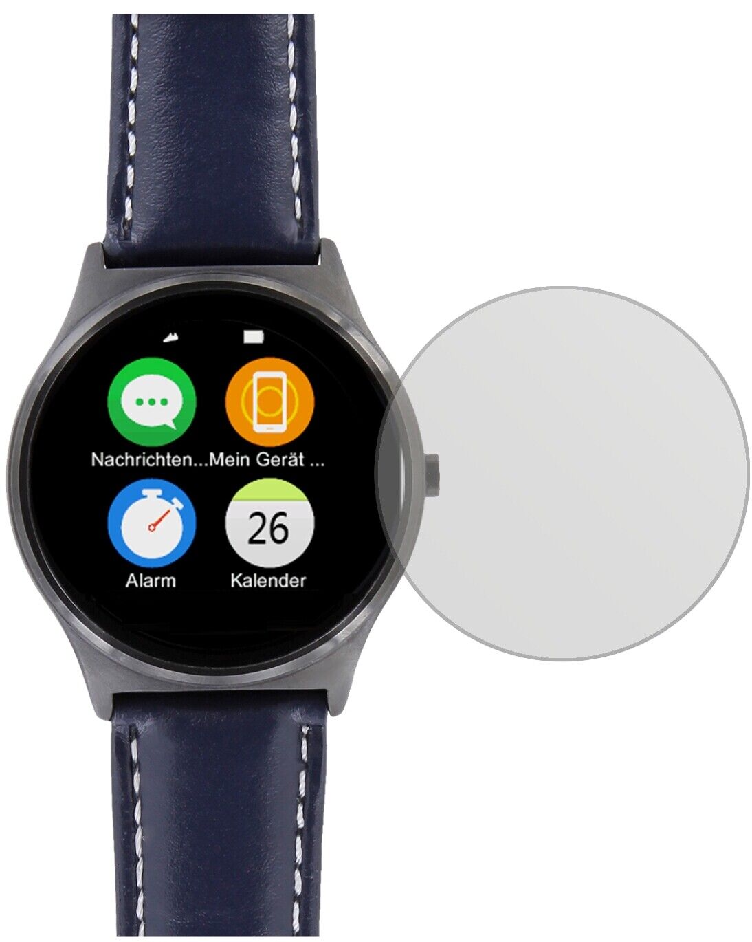 Matte Displayschutzfolie von dipos passend für Uhr 26.5 mm Durchmesser, präziser Zuschnitt und blasenfrei montiert