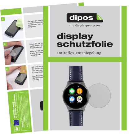 Uhr26.5 mm Durchmesser mit aufgebrachter dipos Displayschutzfolie, die lästige Fingerabdrücke minimiert