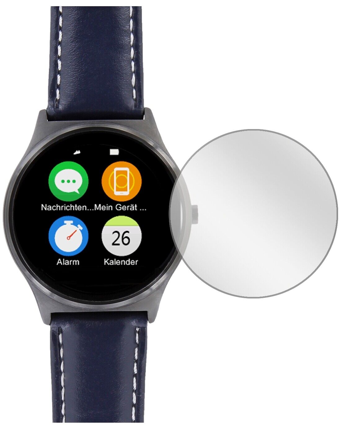 Klare Displayschutzfolie von dipos passend für Uhr 27.5 mm Durchmesser, präziser Zuschnitt und blasenfrei montiert