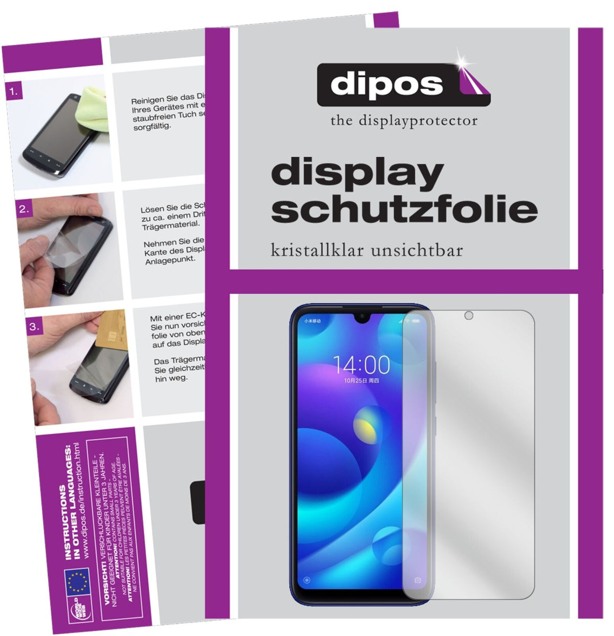 XiaomiMi Play mit aufgebrachter dipos Displayschutzfolie, glasklare Darstellung ohne Einschränkungen