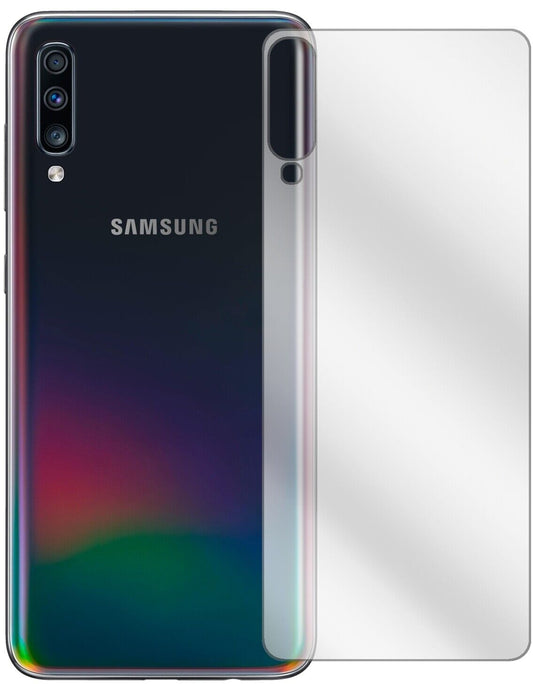 Klare Displayschutzfolie von dipos passend für Samsung Galaxy A70 Rückseite, präziser Zuschnitt und blasenfrei montiert