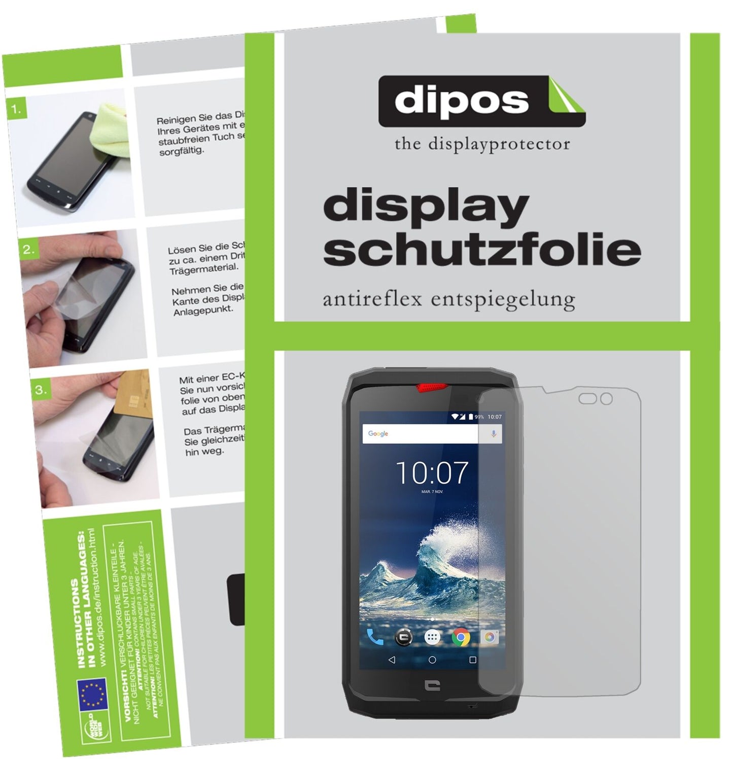 Matte Displayschutzfolie von dipos passend für Crosscall Action-X3, präziser Zuschnitt und blasenfrei montiert