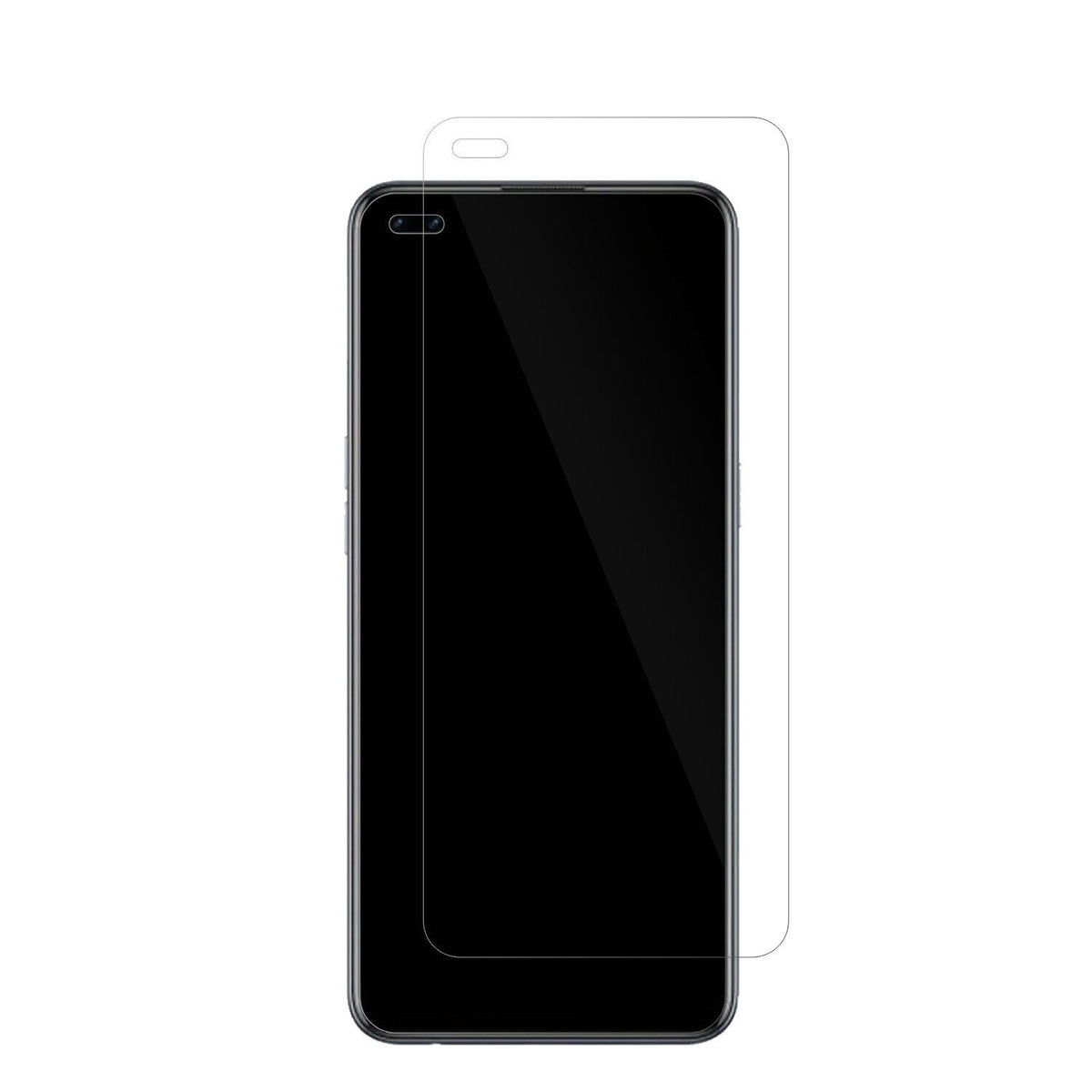 OPPOReno 4 Lite mit aufgebrachter dipos Displayschutzfolie, glasklare Darstellung ohne Einschränkungen