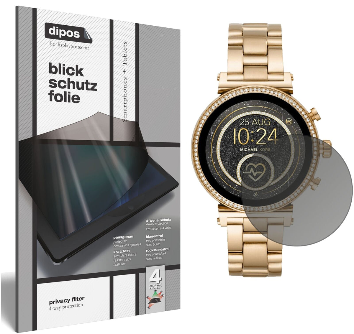 Blickschutzfolie für Michael Kors Sofie 2.0 Smartwatch matt Schutzfolie Privacy