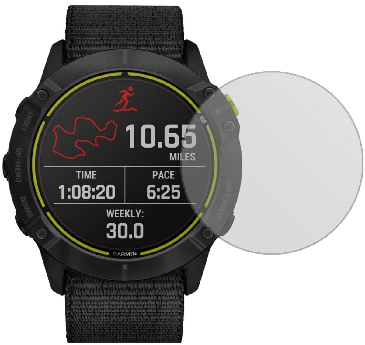 GarminEnduro Smartwatch mit aufgebrachter dipos Displayschutzfolie, die lästige Fingerabdrücke minimiert