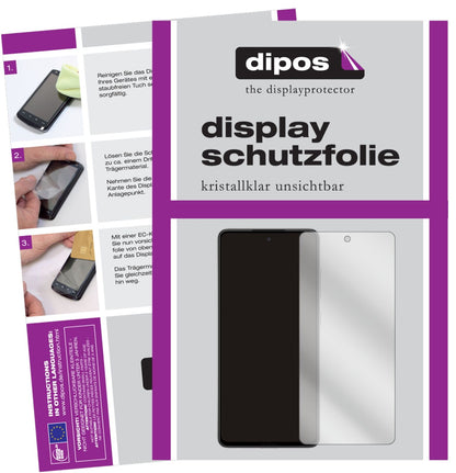 Klare Displayschutzfolie von dipos passend für Samsung Galaxy A52, präziser Zuschnitt und blasenfrei montiert