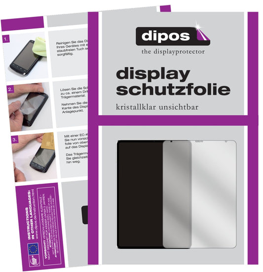 Klare Displayschutzfolie von dipos passend für Apple iPad Pro 12.9 Zoll (2021), präziser Zuschnitt und blasenfrei montiert