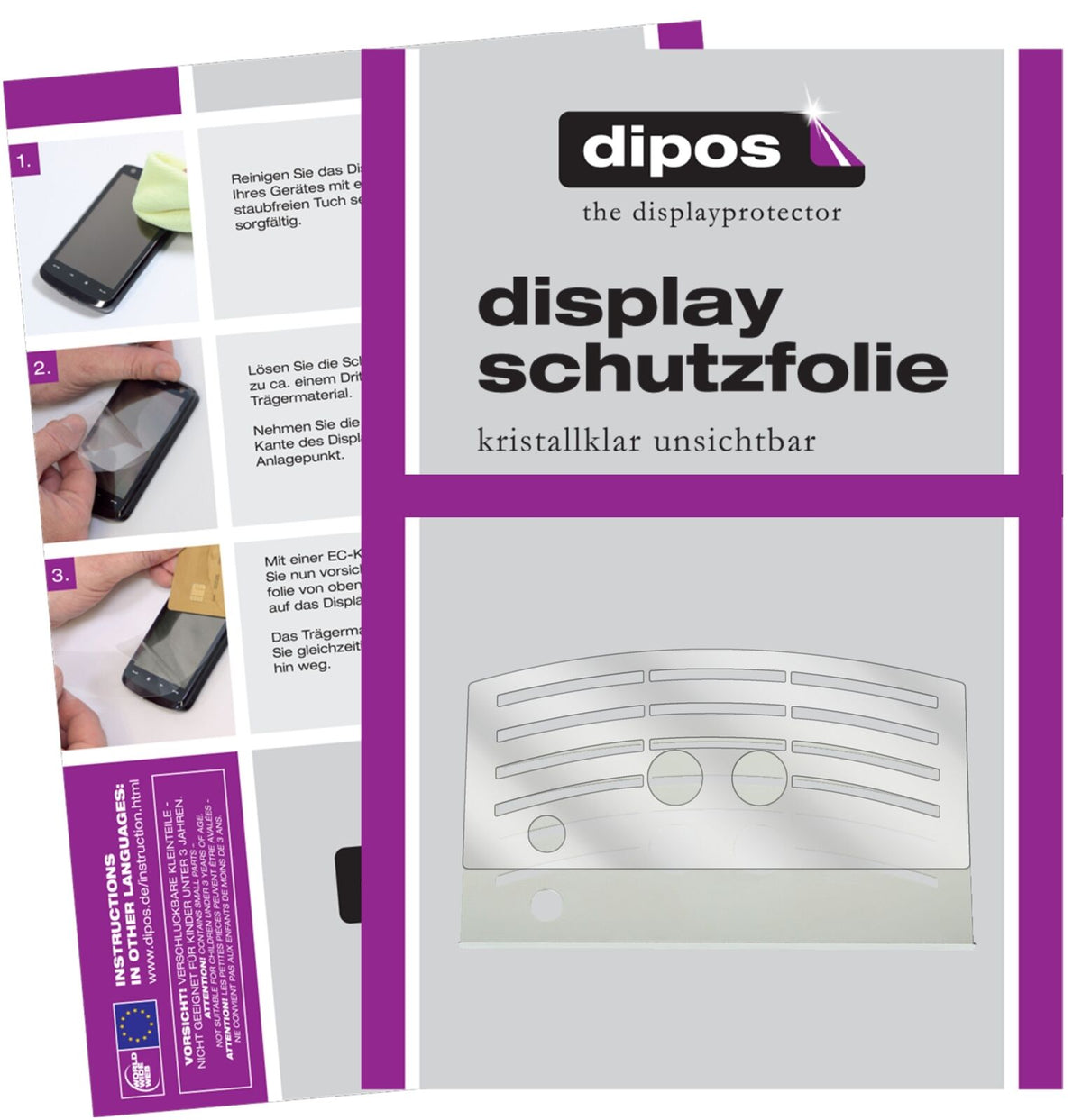 MelittaCaffeo Solo E950 Tropfblech mit aufgebrachter dipos Displayschutzfolie, glasklare Darstellung ohne Einschränkungen