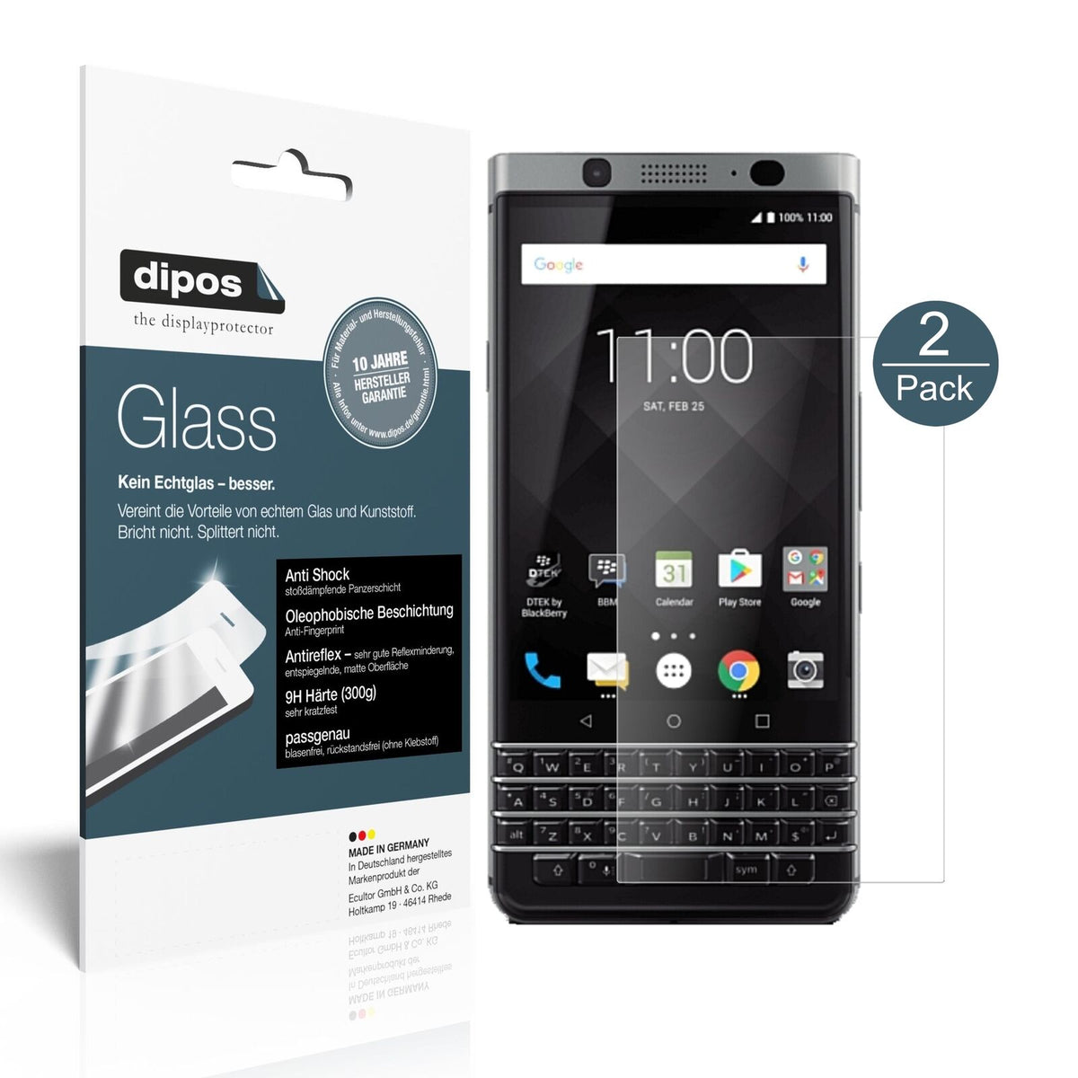 1x 9H Schutzfolie matt für Blackberry KeyOne Panzerfolie