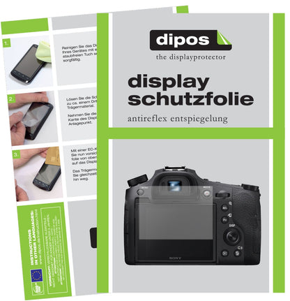 SonyDSC-RX10M4 mit aufgebrachter dipos Displayschutzfolie, die lästige Fingerabdrücke minimiert