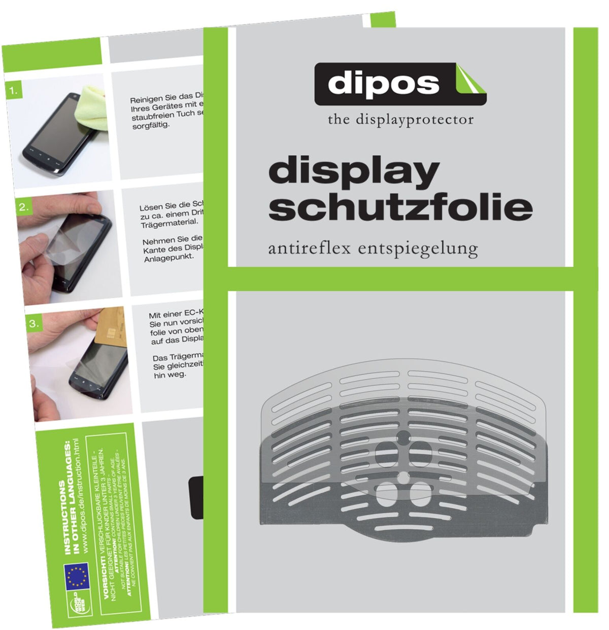 DeLonghiMagnifica EAM 2500.B Tropfblech mit aufgebrachter dipos Displayschutzfolie, die lästige Fingerabdrücke minimiert
