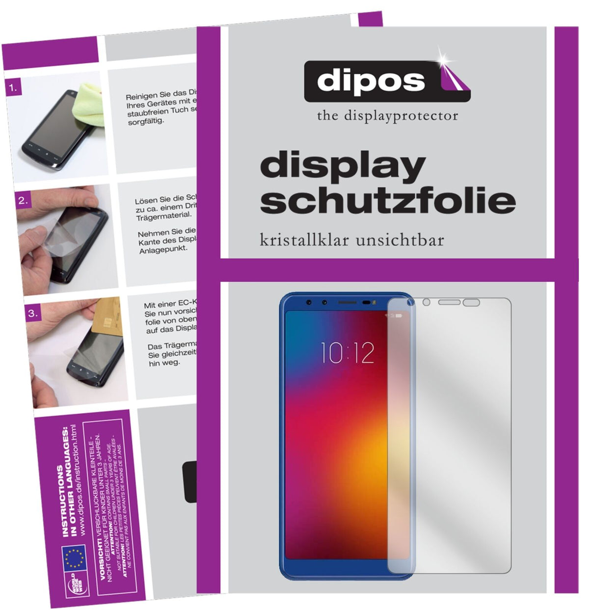 LenovoK9 mit aufgebrachter dipos Displayschutzfolie, glasklare Darstellung ohne Einschränkungen