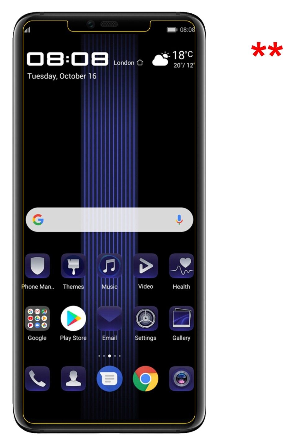 Dünne und klare Folie passend zugeschnitten für Huawei Porsche Design Mate 20 RS