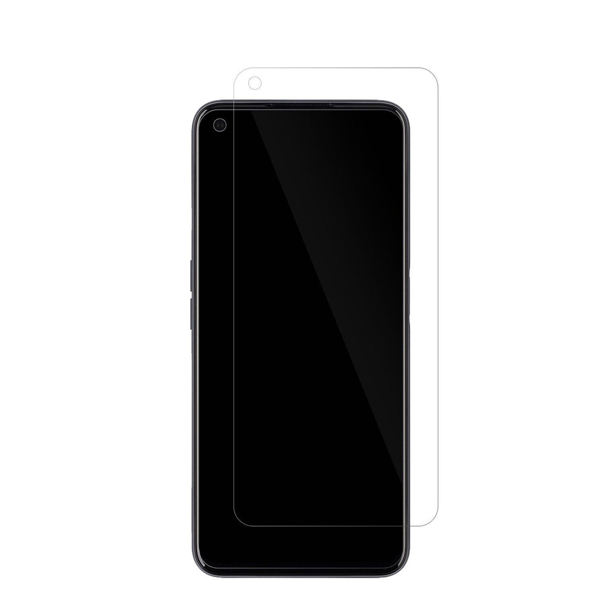 Realme9 5G mit aufgebrachter dipos Displayschutzfolie, glasklare Darstellung ohne Einschränkungen