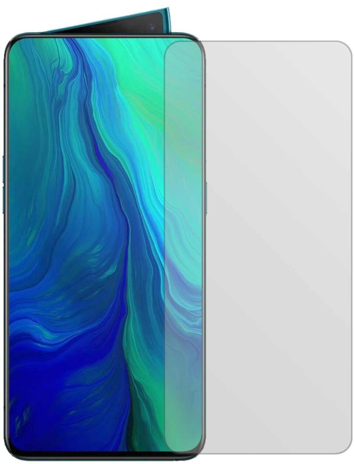 OppoReno 10X Zoom mit aufgebrachter dipos Displayschutzfolie, die lästige Fingerabdrücke minimiert