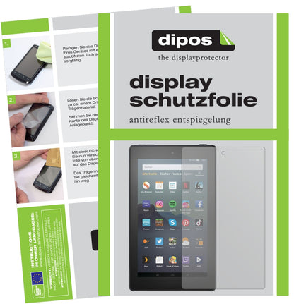 AmazonFire 7 Tablet Kids Edition (2019) mit aufgebrachter dipos Displayschutzfolie, die lästige Fingerabdrücke minimiert