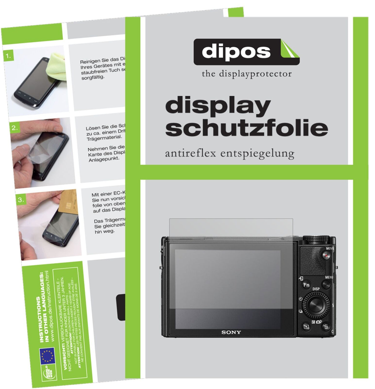 Matte Displayschutzfolie von dipos passend für Sony Cyber-Shot DSC-RX 1R, präziser Zuschnitt und blasenfrei montiert