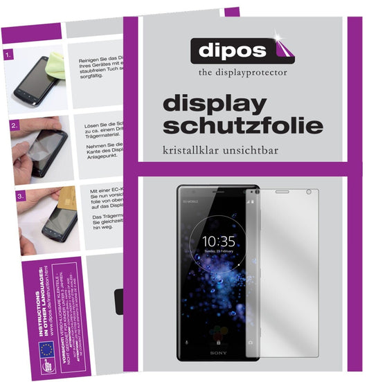 Klare Displayschutzfolie von dipos passend für Sony Xperia XZ2 Premium, präziser Zuschnitt und blasenfrei montiert