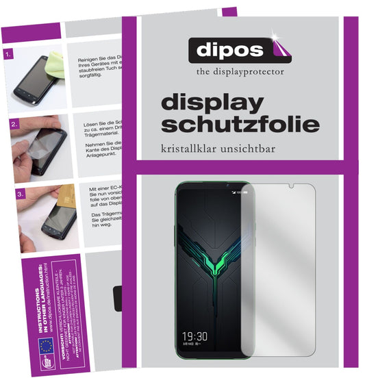 Klare Displayschutzfolie von dipos passend für Xiaomi Black Shark 3S, präziser Zuschnitt und blasenfrei montiert